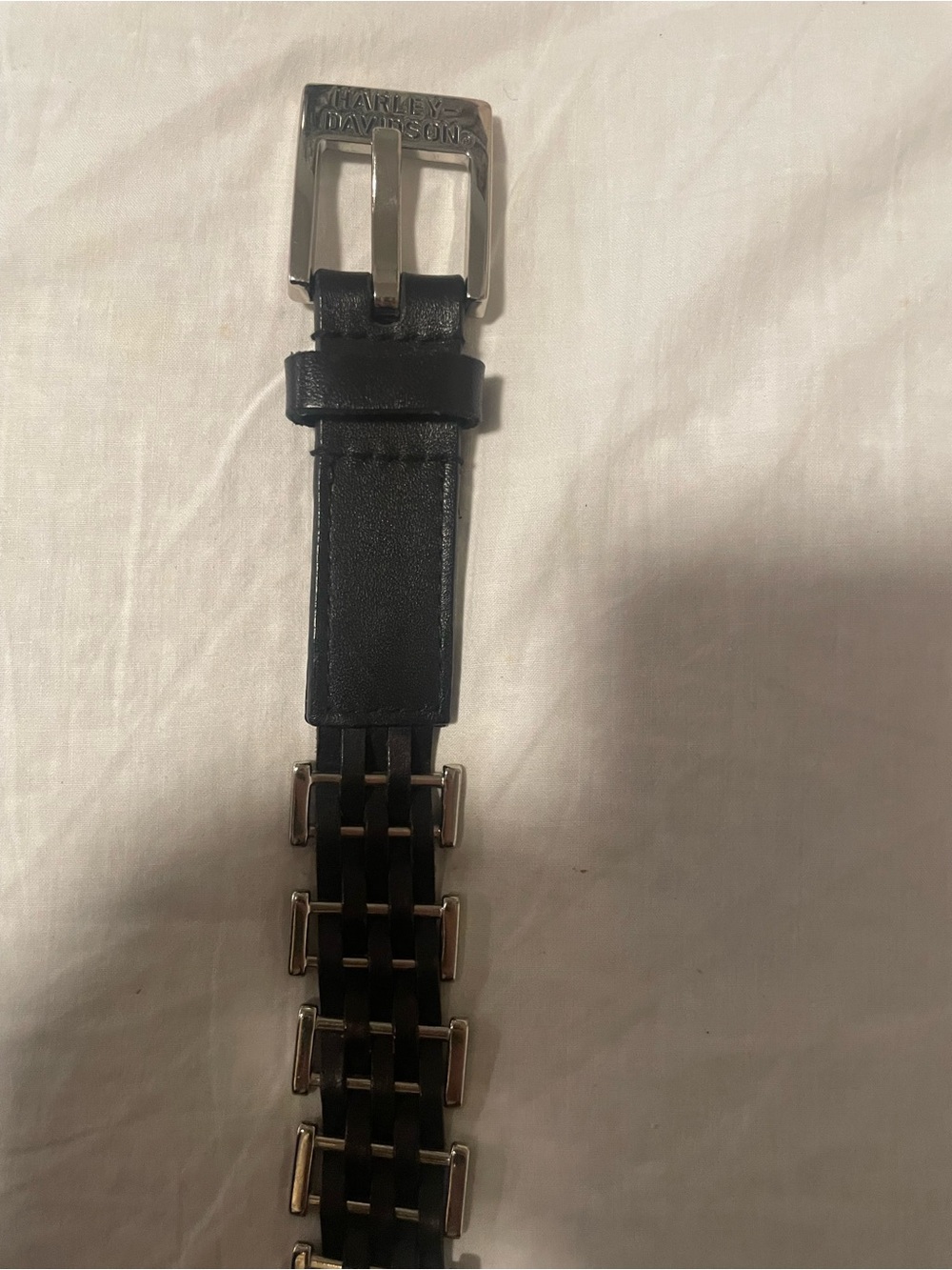 Harley-Davidson Women's Black Leather Belt with Silver Hardware